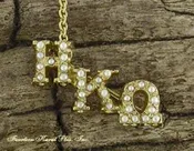 Triple Pearl Greek Letter 10K Chapter Guard with Chain — Fourteen Karat Plus, Inc.