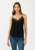 Linen Blend Spaghetti Strap Lace Trim Cami