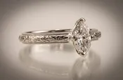 A Marquise Diamond 18kt Palladium White Gold Ring