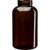 25 oz. (750 cc) Light Amber PET Plastic Packer Bottle, 53mm 53-400