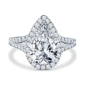 3.47 Carat Pear Shape Diamond Halo Engagement Ring