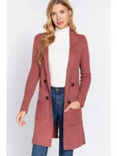 42 POPS Fitted Double Button Sweater Jacket Cardigan Coat