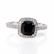 10K White Gold Black Onyx & Diamond Halo Ring