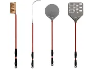Alfa 4 Piece Pizza Peel Set, 36" with Red Handles
