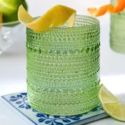 10 oz. Textured Beaded Sage Green Old Fashion Drinking Glasses (Set of 6)
