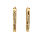 10K Yellow Gold Diamond-Cut Oval Hoop Earrings