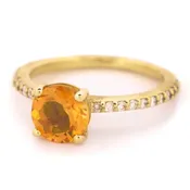 14K Yellow Gold Citrine and Diamond Ring