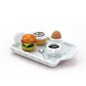 1:12 Scale Dollhouse Miniature Burger & Coffee Combo on Tray – Realistic Mini Food Kitchen Accessory