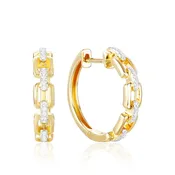 14K Two Tone Round, 0.13ct., Small Hoop