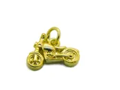 14K Yellow Gold Small Motorcycle Charm Pendant