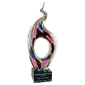 13 1/2" Twist Top Art Glass with Square Black Base)
