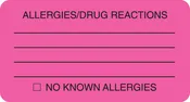 Allergies/drug Reactions, Fl Pink, 3-1/4"W x 1-3/4"H, 250/Roll
