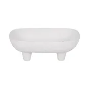 10" Footed Rounded Rectangle Bowl, White
