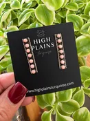 7-Stone Long Bar Pink Conch Earrings