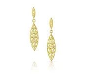 18 Karat Yellow Gold Navette Shape Drop Earrings