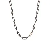 14k Black Diamond Link Necklace with 14k White Diamond Link - 18"