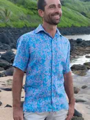 Blue Bayou Batik Linen Amalfi Shirt