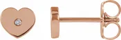 14K Rose .01 CTW Diamond Solitaire Heart Youth Earrings