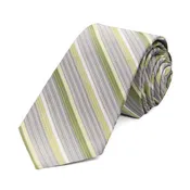 Aloe Green Mathew Striped Silk Slim Necktie