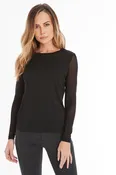 Anatomie Kim Mesh-Sleeve Top in Pima Modal in Black, Size Medium