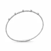 14K White Gold .17ctw Diamond 5 Stone Beaded Flex Bangle Bracelet