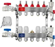 5-Loop Hydronic Heating Manifold with 24V Electric Thermal Actuators