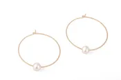 1.25 Inch Hoops with Single Floating Pearl
