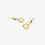 JUDY GEIB 18K & COLOMBIAN EMERALD SMALL SPIRALLY FLOWER EARRINGS