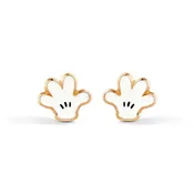 14 Karat White Enamel Gloves Screw Back Earrings