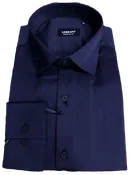 Navy silk &amp; cotton regular fit exquisite long sleeve shirt