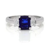 14Kt White Gold Sapphire Diamond Ring