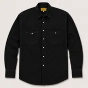 Men's Black Washed Long Sleeve Cowboy Western Pearl Snap Shirt