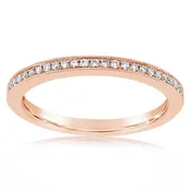 0.14 Carat Channel Set Diamond Wedding Band with Milgrain Edges