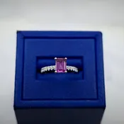 14 kt White Gold Ring with Purple Sapphire (1.22 ctw) and Diamond Rounds (0.36 ctw)