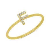 0.04ct 14k Yellow Gold Diamond Lady's Ring - Letter F