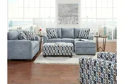 Affordable Furniture 3903 Anna Blue Reversible Sofa Chaise