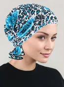 ABBEY-606#The Abbey Cap in Ruffle Blue Rose