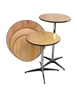 24″ Round Wood Pedestal Table with Adjustable Post (30″ & 42″ High)