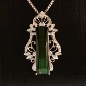 14kw Green Tourmaline and Diamond Necklace