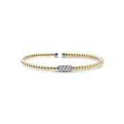 18K Cuff Bracelet with Small Rectangular Pave Section