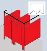 413 Free Standing - Floor Mounted / Overhead Braced - Solid Plastic / Polymer Partitions