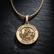 Saint Christopher Medal Necklace – 14k Gold Patron Saint Pendant