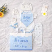 8 Pcs Hanging Baby Gift Set Bodysuit Leggings Bib Mitten Cap
