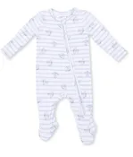 Airplane Stripe 2 Way Zipper Footie