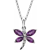 Amethyst and Diamond Dragon Fly Necklace