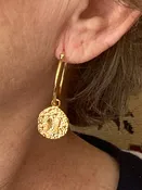 Angels Wings Disc hoop earring
