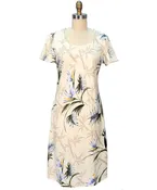 Bamboo Paradise Cream A-Line Dress with Cap Sleeves