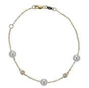 14 Karat Yellow Gold Akoya Pearl & LG Diamond Bracelet