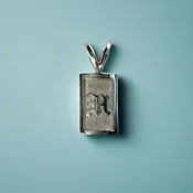 8mm x 1/2" Raised "H" Initial Pendant in 14K White Gold