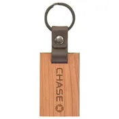 Blank Leather And Wood Keychain with Corporate Logo